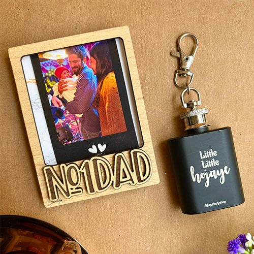 Stunning Customized Frame N Hip Flask Combo