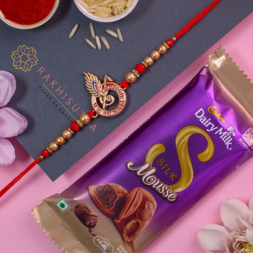 Divine Krishna Rakhi N Cadbury Silk Mousse Combo