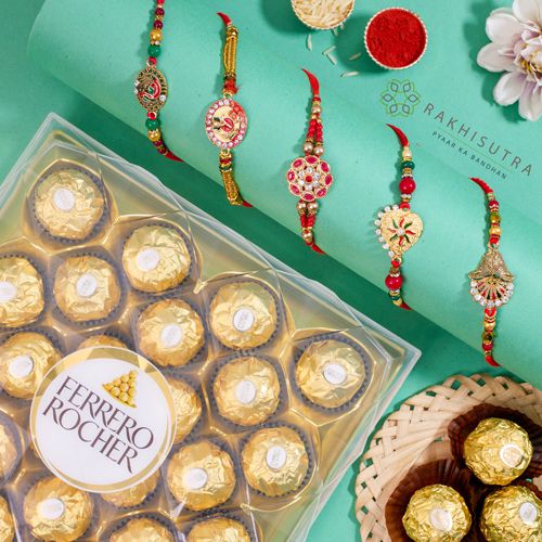 Trendy Kundan Rakhi N Rocher Delight