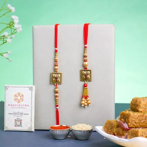 Stylish Kundan Rakhi N Milk Cake Combo