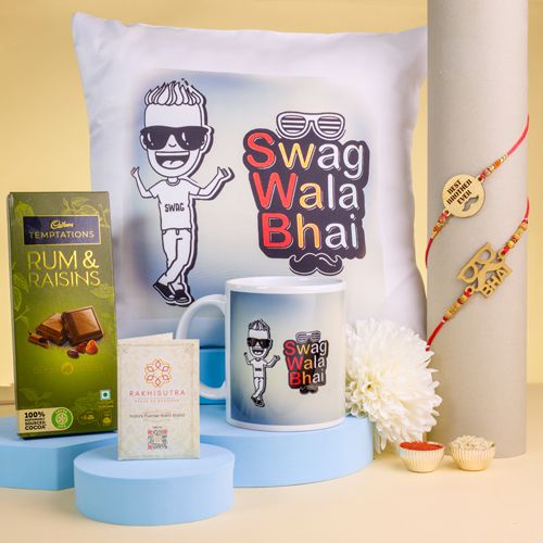 Swag Mug  N  Cushion Rakhi Delight