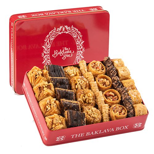 Elegant Red Tin Gourmet Baklava Box